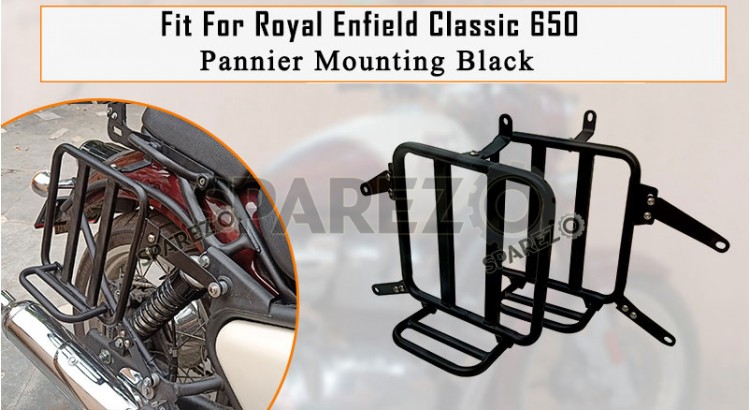 Fit For Royal Enfield Classic 650 Pannier Mounting Rails Black - SPAREZO